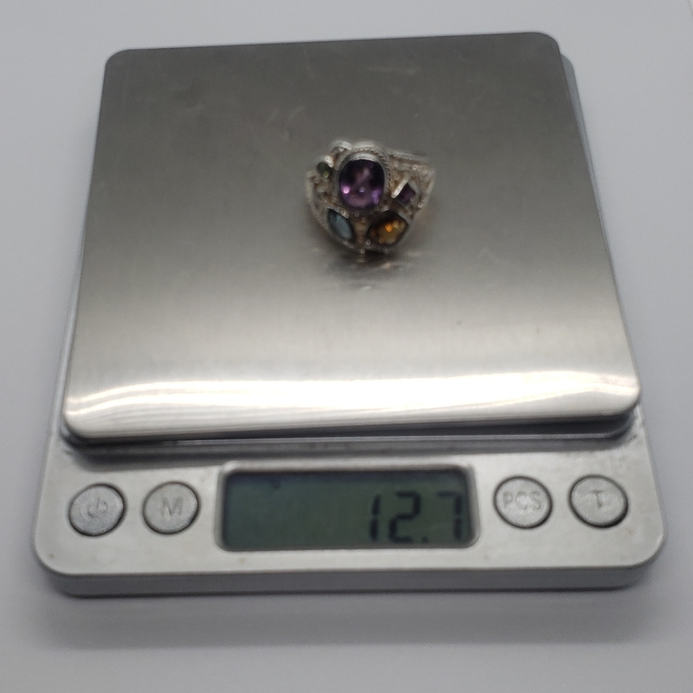 Samuel B Multi Gemestone Ring In Solid Stamped Sterling Silver - Picture 10 of 10
